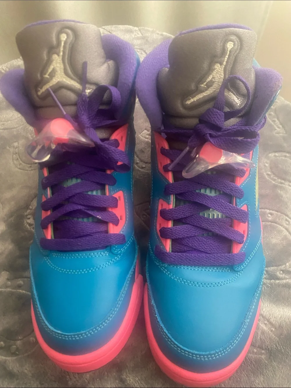 Jordan Kids High-Top Sneakers in Blue/Purple/Pink
